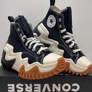 Converse Run Star Motion Black & White Gum Platform High-Top Sneakers